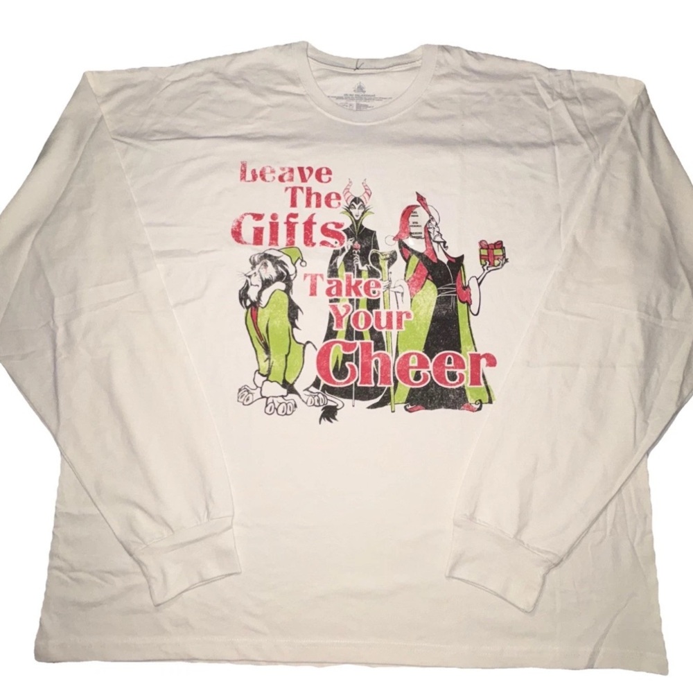 Disney VILLAINS Leave The Gifts Take Your Cheer Sz 3X Unisex Long Sleeve T-Shirt